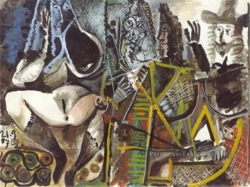  nue - Trois mousquetaires et Nus dans un intBrieur 1972 cubiste Pablo Picasso